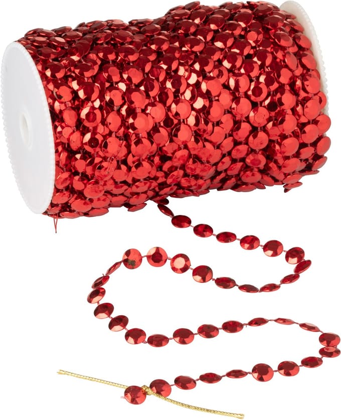 J-Line slinger rol 30M Parels - kunststof - rood