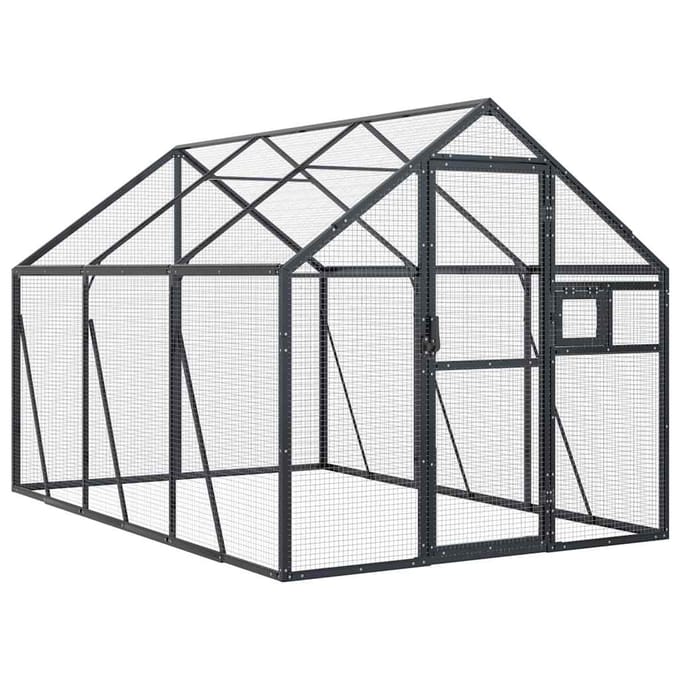 vidaXL Volière 1,79x3x1,85 m aluminium antracietkleurig