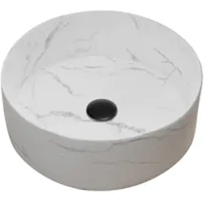 Aurlane Waskom Effect Marble - Keramiek - Rond - Mat Wit - 36cm