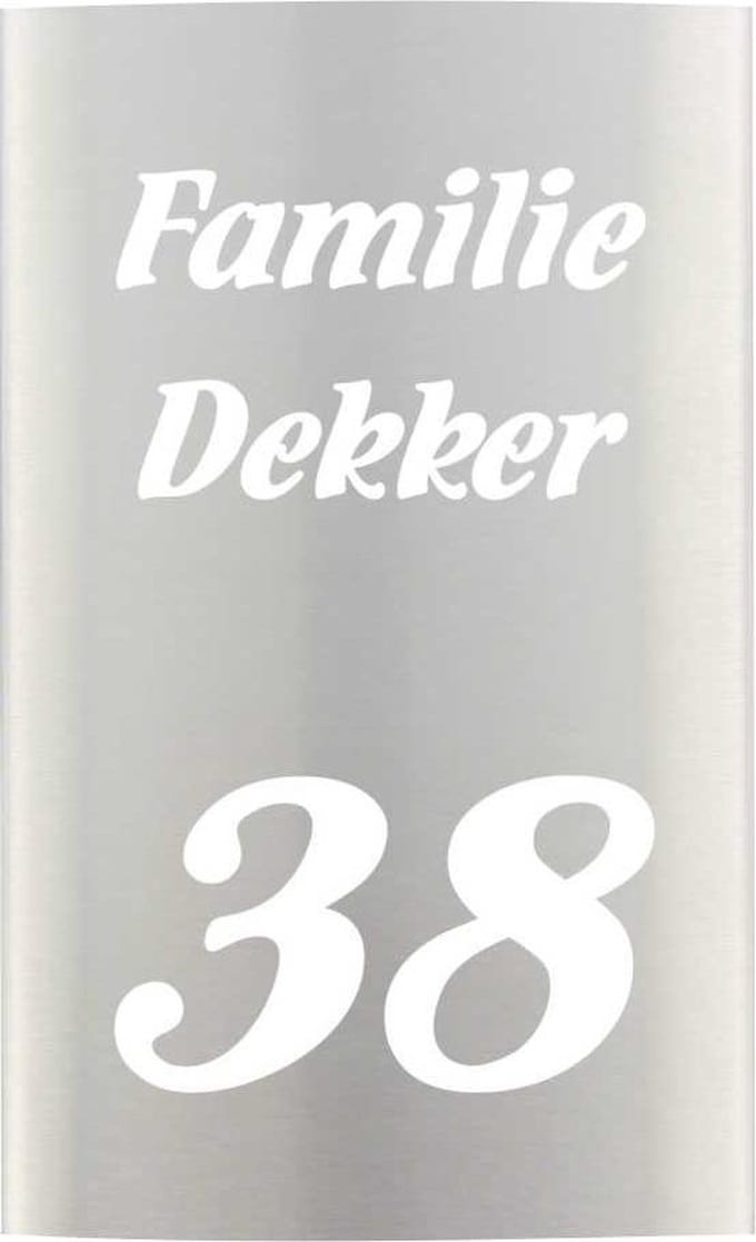 RVS naambord gebogen 20 x 30 cm