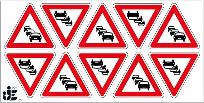 Pas op file sticker - J33 | 5 cm - 10 stuks per vel