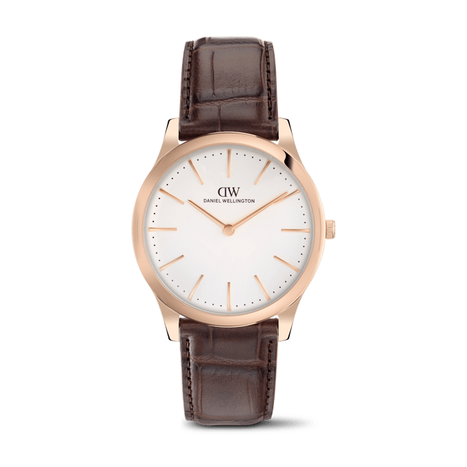 Daniel Wellington DW Watch Pathfinder Brown-Croc Frost-White Rose Gold 39mm