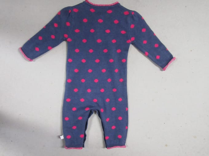 combi noukie's 6 maand 68 , blauw met fuchia stippen gebreid