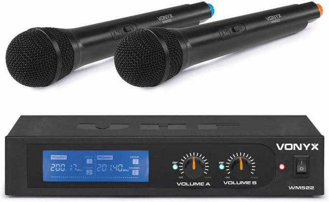 Draadloze VHF-microfoonset met 2 microfoons