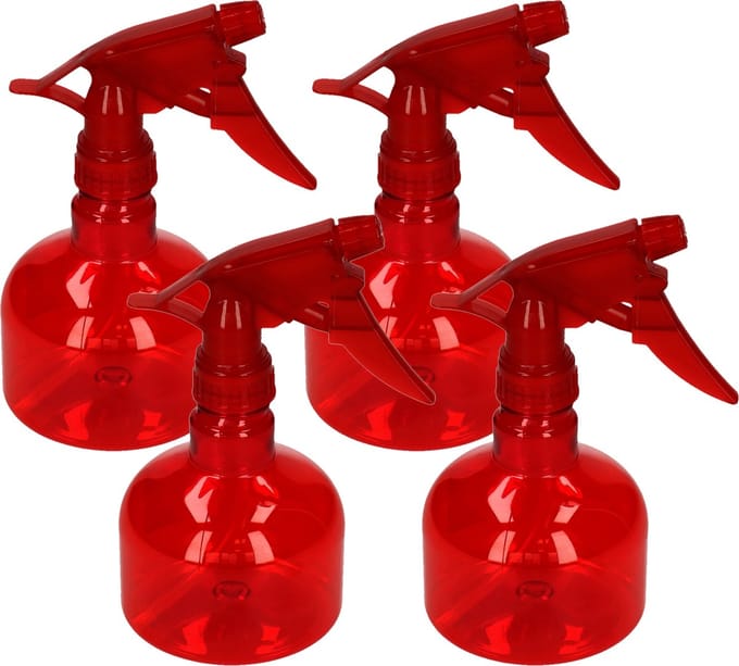 Plasticforte Waterverstuiver - plantenspuit - 4x - 330 ml - rood - schoonmaakspuiten