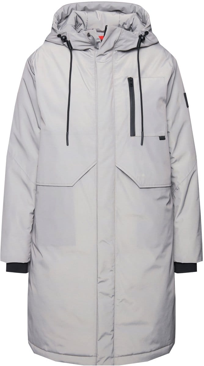 Ulla Popken - Dames - HYPRAR functionele mantel waterdicht gerecycled ritszak - Medium grijs - Maat 58+