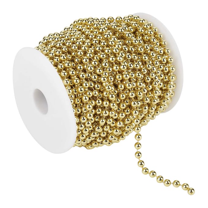 25m rol Galvaniseren Parel Draad Kralen Slinger String DIY Bruiloft Decoratie 6mm Gold beige