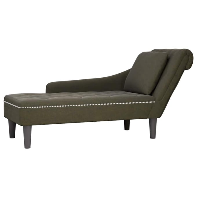 vidaXL - Chaise - longue - met - kussen&rechterarmleuning - kunstleer - legergroen