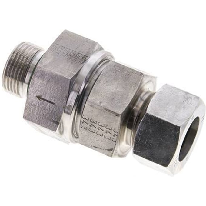22L (M30x2) & G3/4'' Regeling-In RVS Terugslagklep Snijring Buitendraad 1-160 bar ISO 8434-1