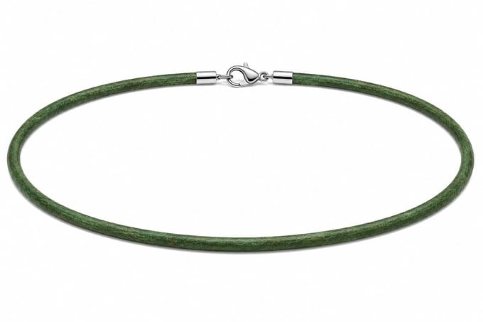 AuBor ®. Leren ketting met zilveren sluiting. Turquoise. 3mm × 40cm