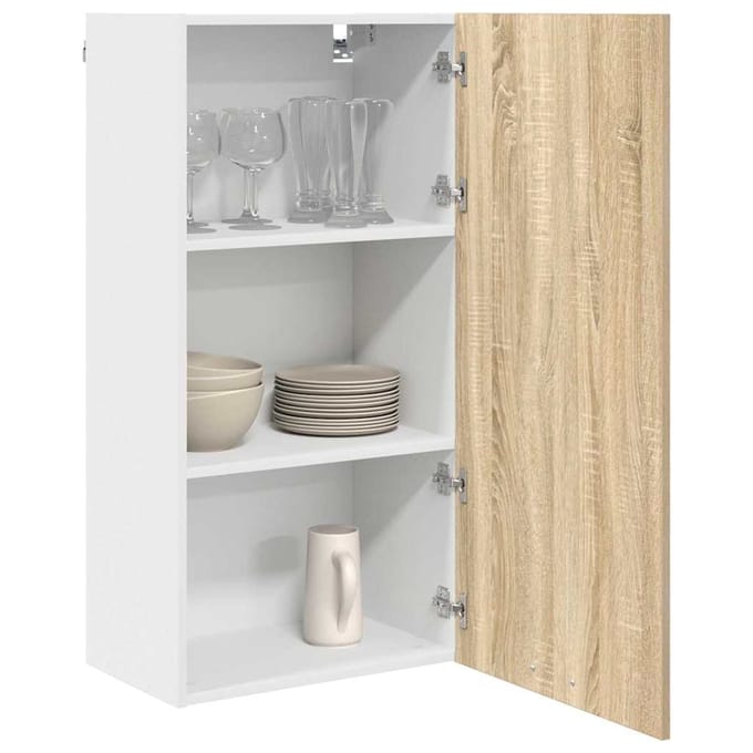 vidaXL - Hangkast - Sonoma - eiken - en - wit - 50 - x - 31 - x - 100 - cm - Bewerkt - hout
