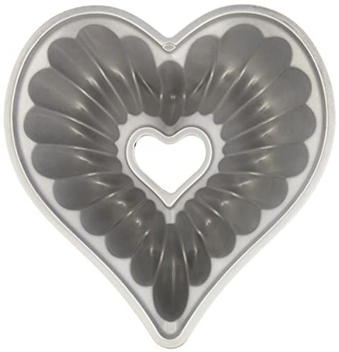 Elegante hart vormige bundt pan van aluminium, 10 kop