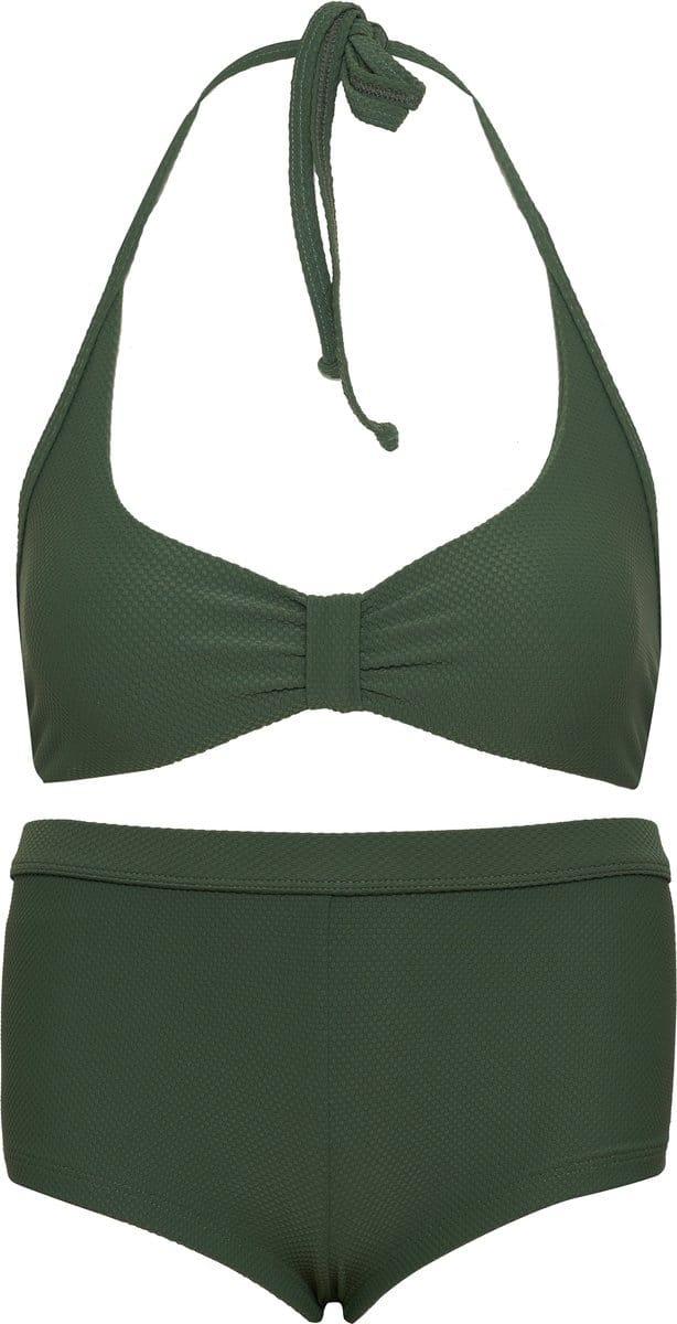 Bikini hipster broekje en haltertopje Olijfgroen 152-158
