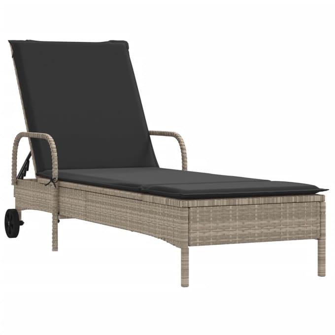 vidaXL - Ligstoelen - 2 - st - met - kussen - poly - rattan - lichtgrijs