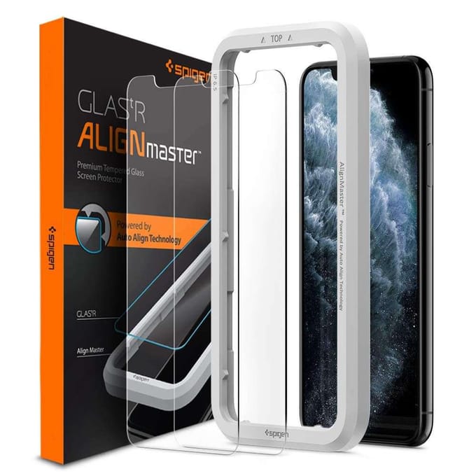 Spigen GLAStR EZ Fit Screenprotector 2 Pack + Applicator voor de Apple iPhone 11