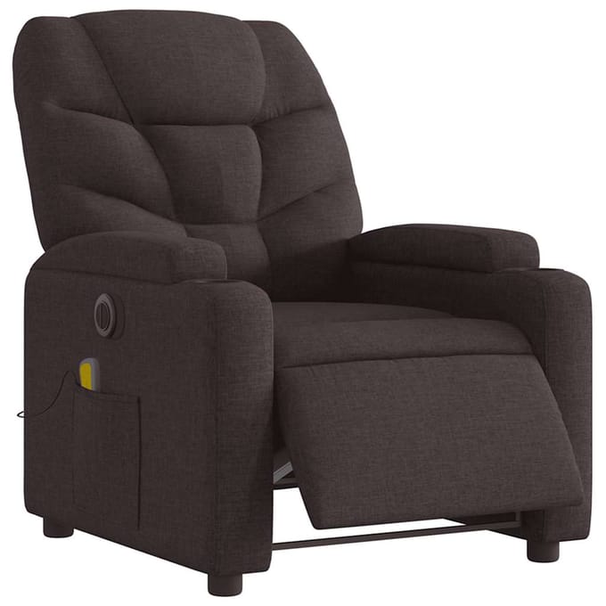 vidaXL - Massagestoel - elektrisch - verstelbaar - stof - donkerbruin