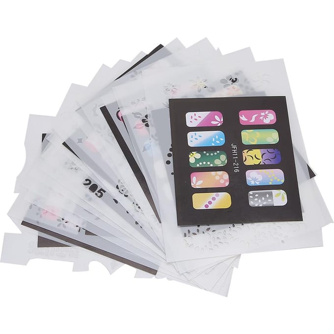 20 stuks Nagellak Print Sjabloon Stencil Herbruikbare Nagels Sticker DIY Manicure Gereedschap white