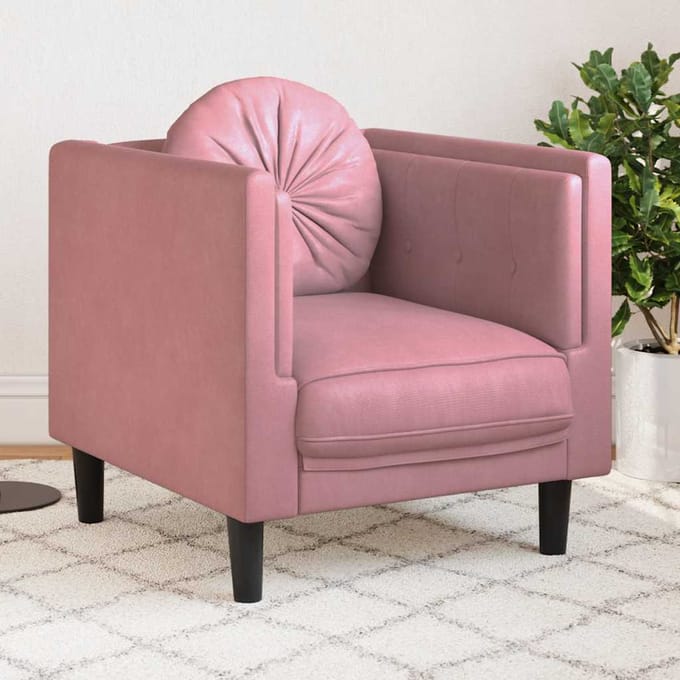 vidaXL - Fauteuil - met - kussen - fluweel - roze