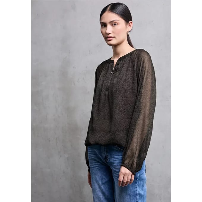 Chiffon leo blouse met rits