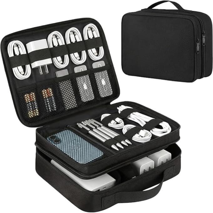 Core® Kabel Organiser Tas - Organizer Tas - Zwart- 27cm x 20cm x 9cm