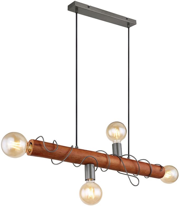 Globo - hanglamp - Alice - grijs - metaal - grote eettafellamp - E27 - 15456-4H