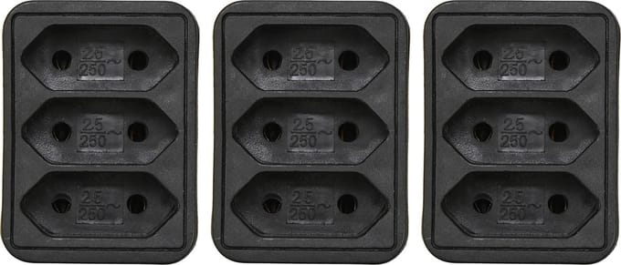 Benson Stopcontact splitter - 3x - triple - zwart - voor 3 platte stekkers - verdeelstekkers