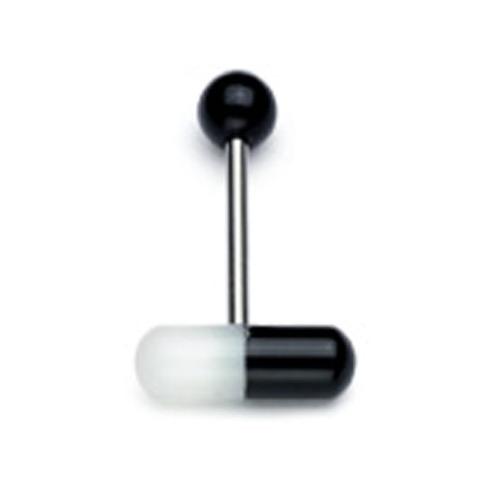 Tongpiercing UV pill 1.6x16 - zwart - LMPiercings