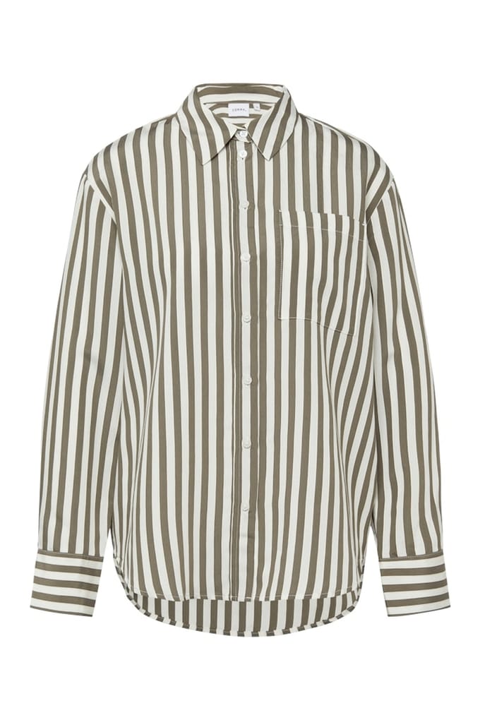 comma - female - Blouse met jacquardstreep van viscosemix in een relaxte pasvorm