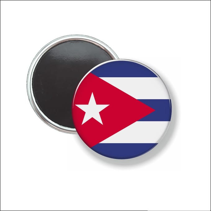 Button Met Magneet 58 MM - Vlag Cuba - NIET VOOR KLEDING