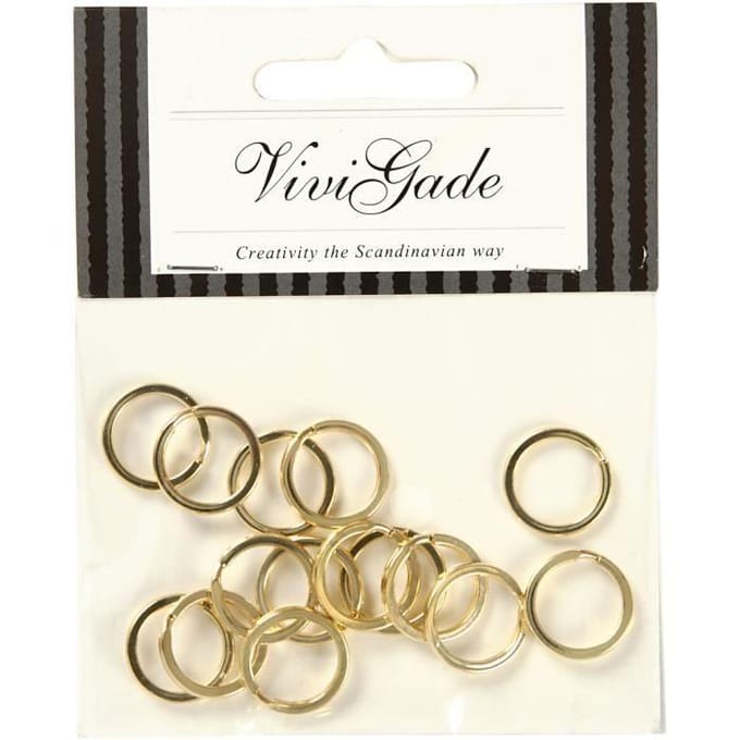 Creotime Splitring, d: 15 mm, verguld, GP, 15 stuks
