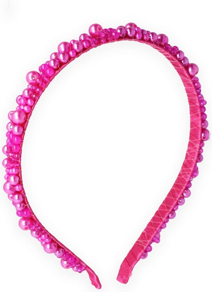 Lajetti - Haarband Fuchsia met Glaskralen - Dames Haarbanden