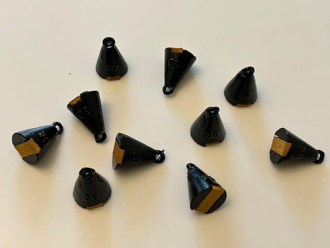 Set van 10 Vloodloodjes met Kurk Inzetstukken - 30 Gram per Stuk