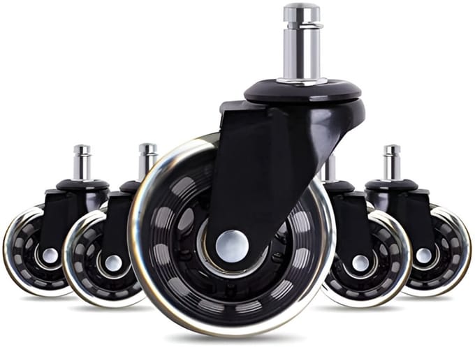 Candala Office Chair Caster Wheels Roller Rollerblade Style Castor Wheel Replacement Soft Safe Rollers Furniture Hardware 2.5 inch