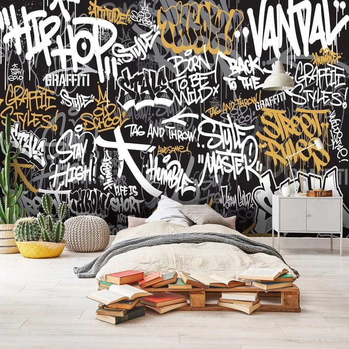 Fotobehang - Graffiti - Teksten - Vliesbehang - (368 x 254 cm)