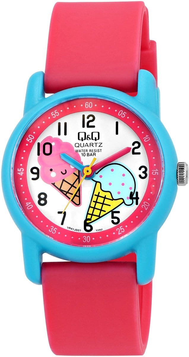 Leuke kinderhorloge met ijsroom motief, van het merk Q&Q-VR4J007Y