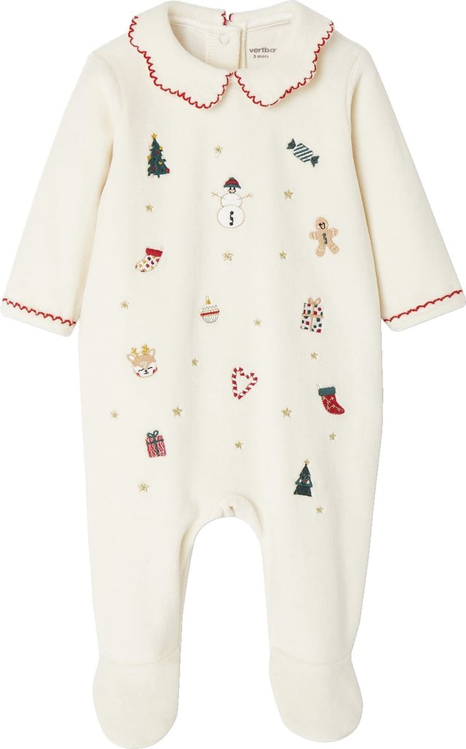 Vertbaudet Pyjama - fluweel - baby - kerst - geborduurd