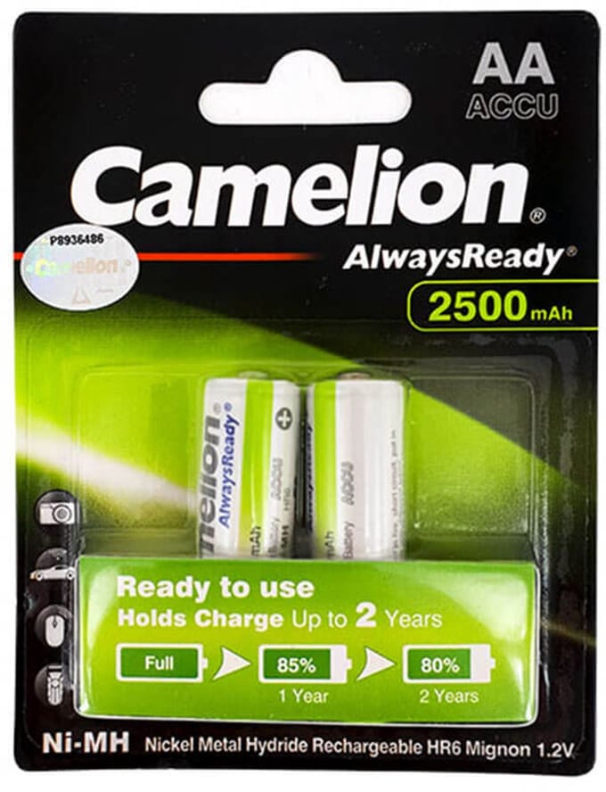 Camelion NI-MH Always Ready HR6 / AA / 2500mAh Oplaadbare Batterijen – 2 stuks