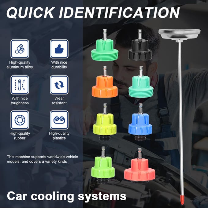 Détection universelle de fuite de réservoir de voiture, outil de détection de fuite automobile, testeur de pression d'eau de radiateur multicolore