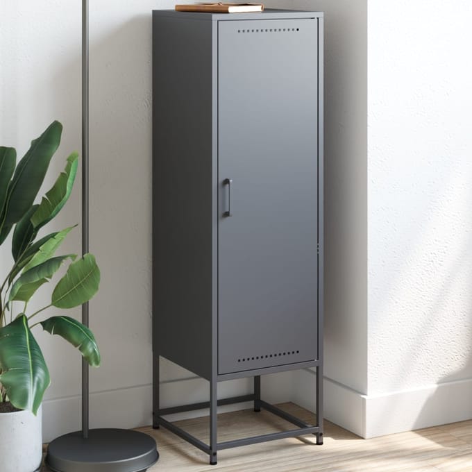 vidaXL - Hoge - kast - 36x39x123 - cm - staal - antracietkleurig