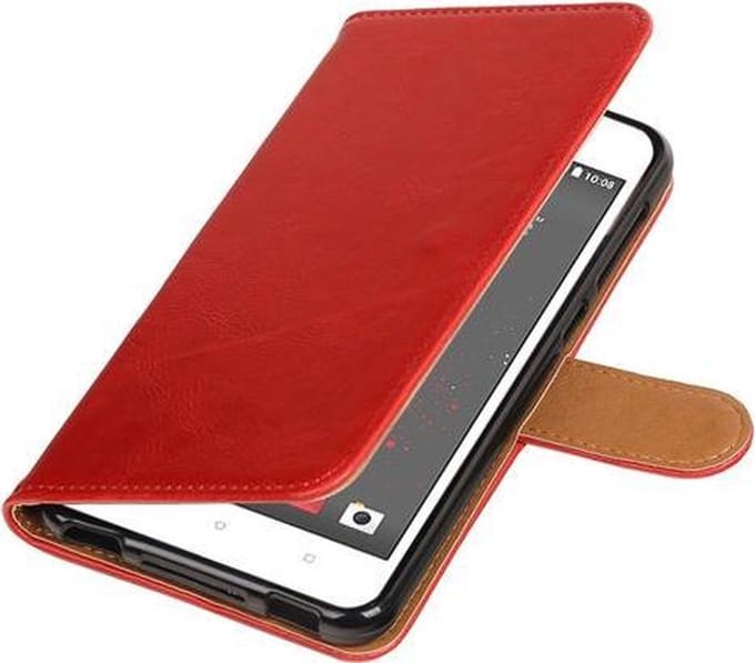 Rood Pull-Up PU booktype wallet hoesje voor HTC Desire 825