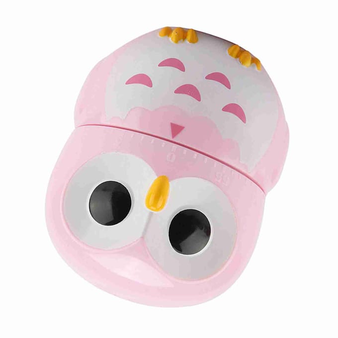 Leuke Uil Vorm Keuken Handmatige Timer Mechanische Thuis Koken Tellers Klok(Roze) Pink white