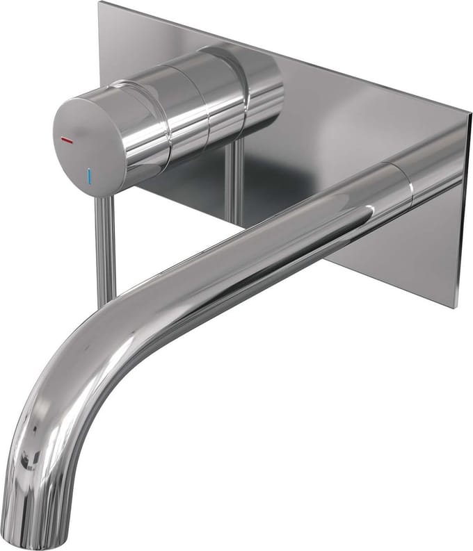 Brauer Chrome Edition inbouw wastafelmengkraan met gebogen uitloop en afdekplaat model A2 chroom