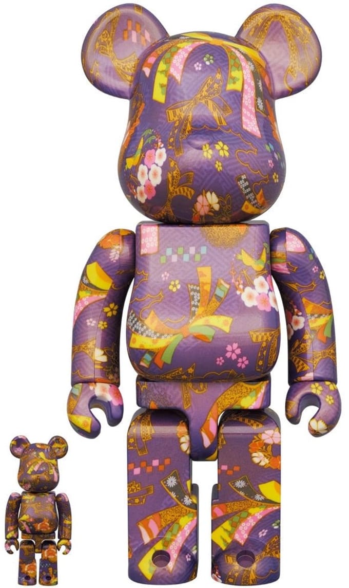 400% & 100% Bearbrick - Chiyogami II (Purple)
