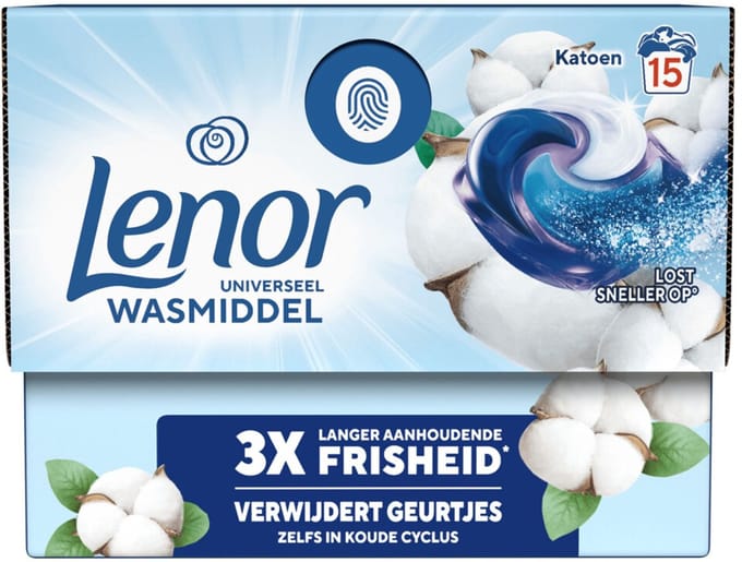 Lenor Wasmiddel All-in-1 Pods Katoen Fris 15 stuks