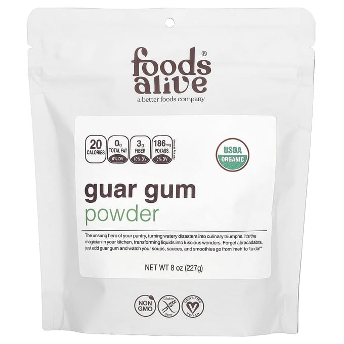 Foods Alive, poudre de gomme de guar, 8 oz (227g)
