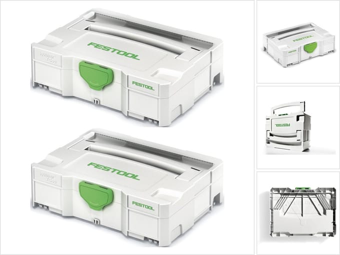 Festool 2 x Systainer T-LOC SYS 1 TL gereedschapskoffer lichtgrijs koppelbaar ( 497563 )