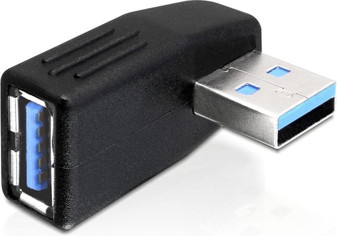 USB-A (m) - USB-A (v) haakse adapter - haaks naar links - USB3.0 / zwart