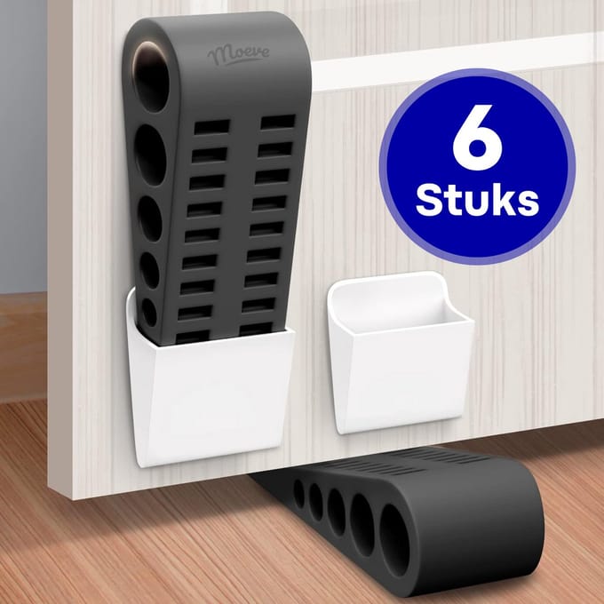 Moeve Deurstopper - Deurstoppers voor Binnen & Buiten - Deurstop - Deurvastzetter - Deurklem - Rubber - 6st