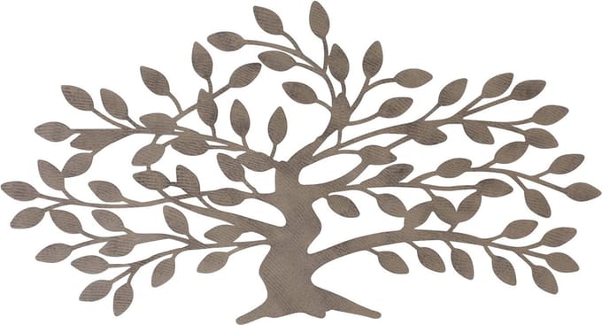 Wanddeco metaal boom bruin industrieel 38 x 70cm