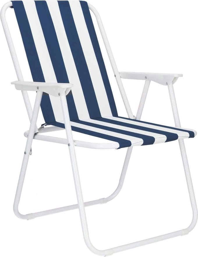 Springos Campingstoel | Kampeerstoel | Vouwstoel | Visstoel | Inklapbaar | Blauw/Wit